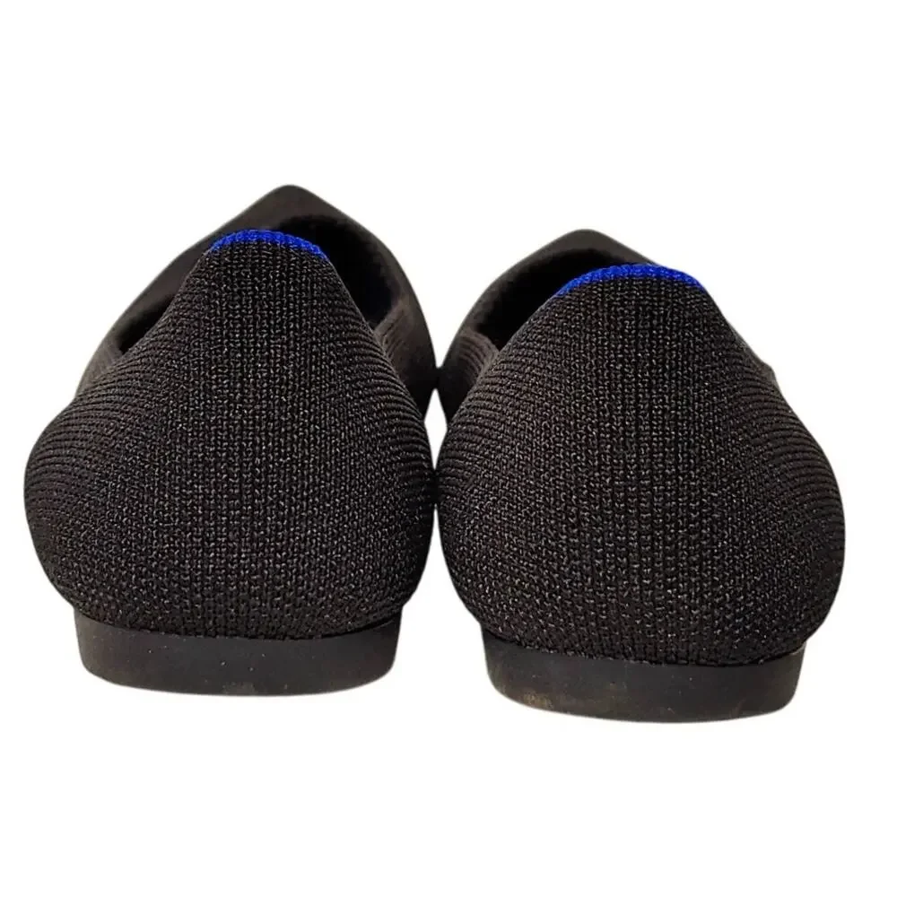 Rothy's The Point Slip-On Shoes Knitted Pointed Toe Black Womens US W7 UK 4.5